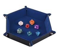 SIQUK Plateau à Dés Double Face, Porte-Matrices en Cuir PU et Cuir Velours Bleu foncé à Six pans Creux pour Jeux de Hasard RPG Dice Gaming & Dragons RPG