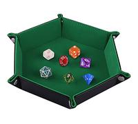 SIQUK Plateau à Dés Double Face, Porte-Matrices en Cuir PU et Cuir Velours Vert foncé pour Hexagone Repliable