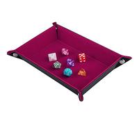 SIQUK Plateau dés à Double Face, Rectangle Pliant en Cuir PU et Porte-dés en Velours Rouge Rose foncé pour donjons et Dragons DG Dice Ding et Autres Jeux de Table