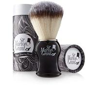 Sir Marlon Grant Blaireau vegan imitation poils de blaireaux silvertip de qualité (100% synthétique) et manche classique couleur ébène - Brosse de rasage pour application parfaite de savon à barbe