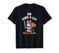 Sir Purr-A-Lot Chat Chevalier Humour Moyen Âge Épée T-Shirt