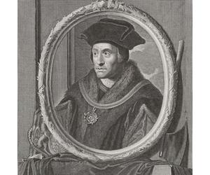 Sir Thomas More alias Saint Thomas More 1477 - 1535. Humaniste homme d'État et chancelier d'Angleterre. Après une impression de Pieter van Gunst d'après la peinture de Adriaen van der Werff. Poster