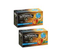 Sir Wiston Tea Thé noir à l'arôme naturel de pêche décaféiné sans solvants chimiques organiques - 2 x 20 sachets de thé (60 grammes)
