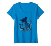 Siren of The Sea : Enchanting Mermaid Melody T-Shirt avec Col en V, Femme, Saphir, S
