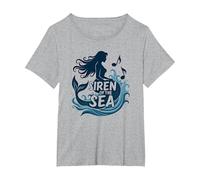 Siren of The Sea : Enchanting Mermaid Melody T-Shirt, Femme Grandes Tailles, Gris Chiné, 1X