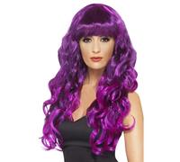 Siren Perruque Femmes Long Bouclé Halloween Déguisement Adulte à Franges