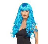 Siren Perruque Femmes Long Bouclé Halloween Déguisement Adulte à Franges