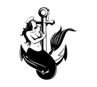 Sirène à l'ancre Style nautique Mer Marine Adesivi murali in carta da parati 34x43cm Décoration artistique S-Black