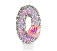 sirène anniversaire bougies pour gâteau,Macaron numéro 0 bougie avec coquille rose,filles anniversaire décorations,rose bougie perles gâteau toppers pour filles fête d'anniversaire décorations