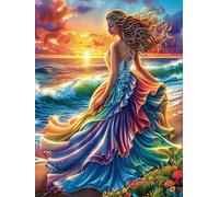 Sirène au Soleil couchant sur l'océan Puzzle 300 Pièces pour Adultes Challenge Difficile Educa Qualité Supérieure Relaxation Art Famille Décoration Murale 300 PCS
