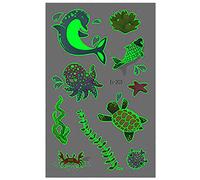 Sirène avec plantes d'animaux marins pour enfants, tatouages temporaires d'animaux marins, autocollants lumineux en résine qui brillent dans le noir, remplissage, bricolage