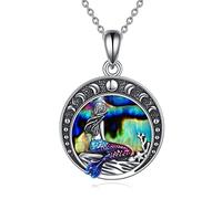 Sirène Cadeaux Collier Bijoux En Argent Sterling Mer Sirène Croissant De Lune Pendentif Collier Anniversaire Cadeau Bijoux pour Filles Fille Dames (Collier sirène)