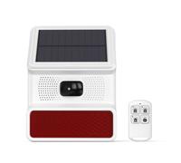 Sirène d'extérieur WiFi/PANNEAU SOLAIRE PIR DÉTECTEUR DE MOUVEMENT - ALARME FORTE ET CLIGNOTANTE STROBO - CONTRÔLE PAR APPLICATION - FACILE À INSTALLER - SIRÈNE SANS FIL
