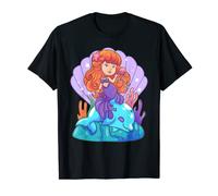 Sirène Fille Dauphin Pieuvre Coquillage Anniversaire Enfant Sirène T-Shirt
