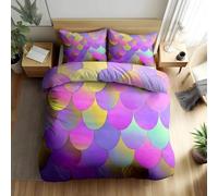 SirèNe Housse de Couette 140x200 ThèMe des Contes De FéEs 3 Piè Parure de Lit Microfibre avec Fermeture Éclair, Parure de Couette avec 2 Taie Oreillers 65x65cm F1953