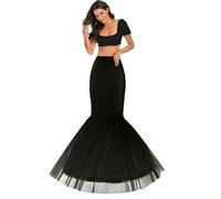 Sirène Jupons Crinoline Mariage Jupon Queue de Poisson Demi-Jupe Robe de mariée OUS-Robe Femme Jupes Fishtail Petticoat Mermaid Underskirt Wedding Dress Petticoats Robes De Bal Demi-Jupon(Noir,44)