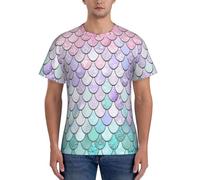 Sirène Pastel Rose Violet Aqua Thé Imprimé Mode Hommes T-shirts à manches courtes Gym Wear Respirant Entraînement Été Décontracté Sortie, Noir , L