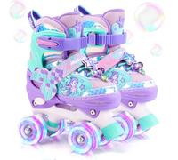 Sirène Patins à roulettes Enfant Roller Fille Roller 4 Roues Enfant Patins Ajustable avec Roues Allumées pour Débutants Filles Garçons Cadeau d'anniversaire Noël