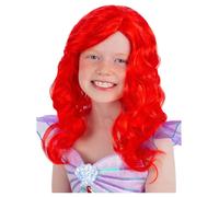 Sirène Perruque Rouge de Filles Bouclé Ondulé Conte Fées Déguisement Ariel Livre