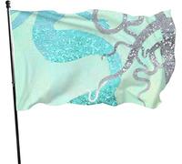Sirène saisonnière et pieuvre sous le drapeau de jardin de la mer, drapeau de jeu 3 x 5 pieds décorations pour la maison en plein air