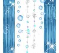 sirène scintillante décoration fête bulles savon perle étoile mer coquille méduse guirlande fanions banderoles colorées thème océan univers marin anniversaire baptême bébé