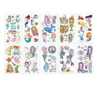 Sirène Tatouages temporaires Autocollants, Ensemble pour Enfants, Bon pour les Sacs de Fête, Décorations D'Halloween, Festivals, PVC coloré 5.7 * 9,7 Cm (Coloré)