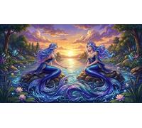 Sirènes au Coucher du Soleil Puzzle 1000 Pièces Adultes Et Enfants, Casse-tête,Anti-Stress,Déco Murale,Premium,Carton,Dès 14 Ans,Défi,Détente,Jeu Éducatif 52x38cm