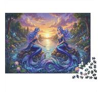 Sirènes au Coucher du Soleil Puzzle 1000 Pièces Adultes Et Enfants,Jeu Éducatif, Premium,Carton,Casse-tête,Déco Murale,Dès 14 Ans,Anti-Stress,Détente,Défi 70x50cm