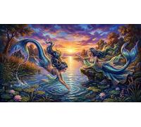 Sirènes au Coucher du Soleil Puzzle 1000 Pièces Adultes Et Enfants,Premium,Carton,Jeu Éducatif,Défi, Déco Murale,Dès 14 Ans,Anti-Stress,Détente,Casse-tête 70x50cm
