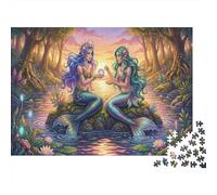 Sirènes au Coucher du Soleil Puzzle en Bois 500 Pièces Adultes Et Enfants,Casse-tête,Jeu Éducatif,Dès 14 Ans,Déco Murale, Premium,Bois,Anti-Stress,Détente,Défi (52x38cm)