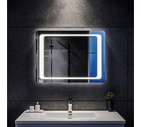 SIRHONA 80x60cm Miroir de Salle de Bains avec éclairage à LED Mirror Cosmetic Applique Murale pour éclairage Illumination avec Capteur de Contrôle/Anti-buée