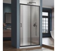 SIRHONA Cabine de douche Coulissante 100 x 185 cm Paroi de douche Transparent coulissante verre sécurit 5mm, Noir mat