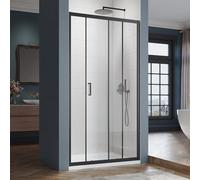 SIRHONA Cabine de douche Coulissante 110 x 185 cm Paroi de douche Transparent coulissante verre sécurit 5mm, Facile à nettoyer, Noir mat