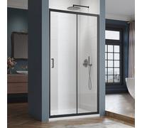 SIRHONA Cabine de douche Coulissante 120 x 185 cm Paroi de douche Transparent coulissante verre sécurit 5mm, Facile à nettoyer, Noir mat