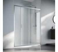 SIRHONA Cabine de douche Coulissante 150 x 185 cm Paroi de douche Transparent coulissante verre sécurit 5mm, Facile à nettoyer, blanc argenté