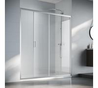 SIRHONA Cabine de douche Coulissante 170 x 185 cm Paroi de douche Transparent coulissante verre sécurit 5mm, Facile à nettoyer, blanc argenté