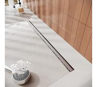 SIRHONA Caniveau de Douche 360° avec Drain Siphon et Filtre, Caniveau de Douche Italienne Acier inoxydable, Extra Plat, 80cm