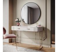 SIRHONA Miroir Coiffeuse Rond Mural Grand Ø90cm - Miroir Rond en Métal, Cadre Noir - Miroir Maquillage Hollywood Moderne pour Salle de Bain Chambre, Salon, Couloir