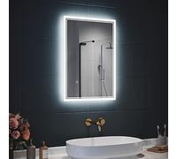 SIRHONA Miroir LED Salle de Bain avec variateur de Couleur Anti-buée et Éclairée, Miroir Salle de Bain Rectangulaire 70L x 50 cm, Montage mural, Traditionnel