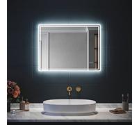 SIRHONA Miroir LED Salle de Bain Bluetooth 80x60cm, Miroir Lumineux Salle de Bain avec Eclairage, 3 Couleurs Lumineuses, Dimmable, Anti-buée, Mémoire, Miroir Mural LED