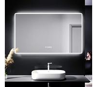 SIRHONA Miroir Salle de Bain 100 x 60cm, Miroir de Salle de Bain Lumineux avec Anti-buée, Dimmable, 3 Températures de Couleur, Affichage de L'heure et Température