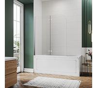 SIRHONA Pare-baignoire 120x140cm pivotant 180 degrés en 6mm verre trempé anticalcaire Easy-clean glass porte de baignoire paroi de baignoire