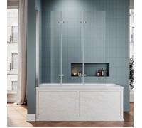 SIRHONA Pare Baignoire Coulissante 3 Volets, Écrans de baignoire Porte de douche 130x130cm