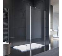 SIRHONA Paroi de douche l’italienne 80x200 cm avec panneau de verre de mobile 30 cm Porte de douche avec barre de fixation, 8mm verre trempé avec Revêtement NANOla porte douche
