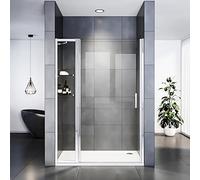 SIRHONA Porte de douche avec 2 Verre Étagères Paroi de Douche avec Panneau de 30cm Sécurité, Large 110 x 185 cm