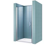 SIRHONA Porte de douche pivotante 76 x 185 cm sans cadre avec porte de douche pivotante d'angle en verre transparent 6 mm verre securit, fini chromé