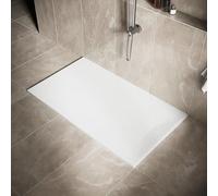 SIRHONA Receveur de Douche, 140 x 80 cm Bac à Douche Antidérapant, Rectangle Blanc, Matériau Principal est Résine SMC, avec siphon