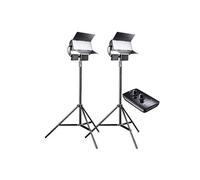 Walimex pro LED Sirius 160 Daylight set de 2 avec trépied + télécommande - 2x 65W Daylight surface light, studio light, 2x 65 Watt 6000 lumen, 5600K, dimmable, avec télécommande, pour photo + vidéo