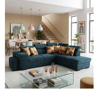 SIRIUS Canapé d'angle reversible convertible Bleu océan -Réversible-L.- Taille L - 5+1 places - 267 x 218 x 94 cm