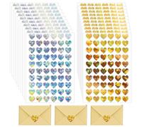 SIRLOMU 1200 pcs Glitter Heart Stickers Self-Adhesive Heart Labels Valentine's Day, Easter, Wedding, Gift Bags, DIY Crafts, Envelope Seal Decoration (Gold and Silver)